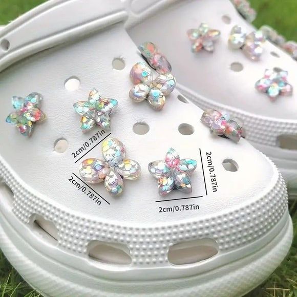 *NEW-14-pcs* Faceted Shiny Bling Flower Floral Shoe Charms for Your Crocs - Picture 4 of 5